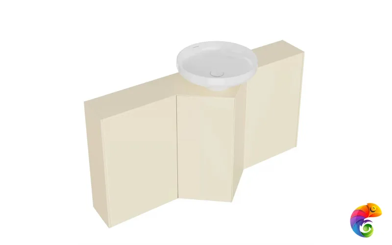 KMCACb50MBt0 Тумба-модуль CARAVAN под раковину со столешницей без боковин, подвесная 50, push, сливочная матовая