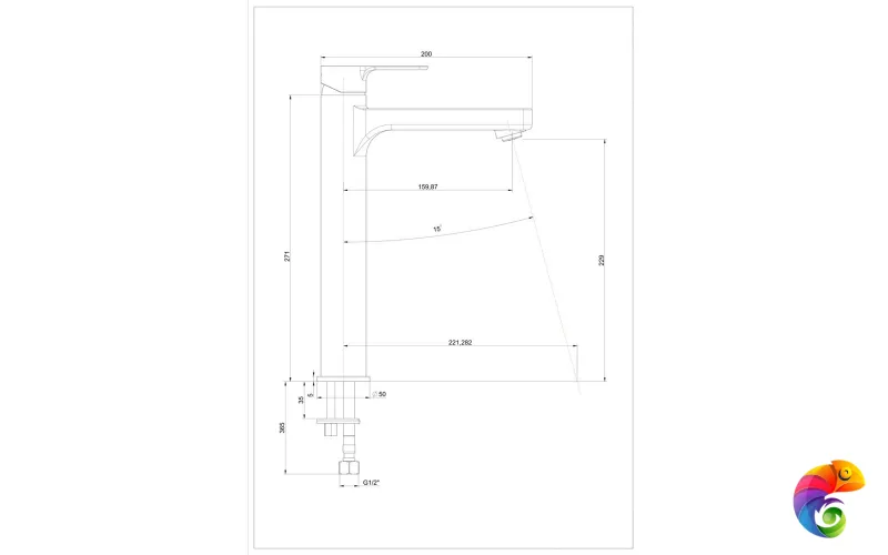 P4YO205LLZNKM Смеситель Sonata/Соната высокий для раковины без донного клапана, черный матовый