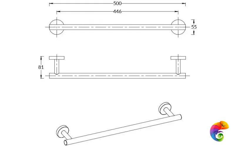 IS.08.KM.BLK.M Полотенцедержатель Isola/Изола настенный 45 см, черный матовый