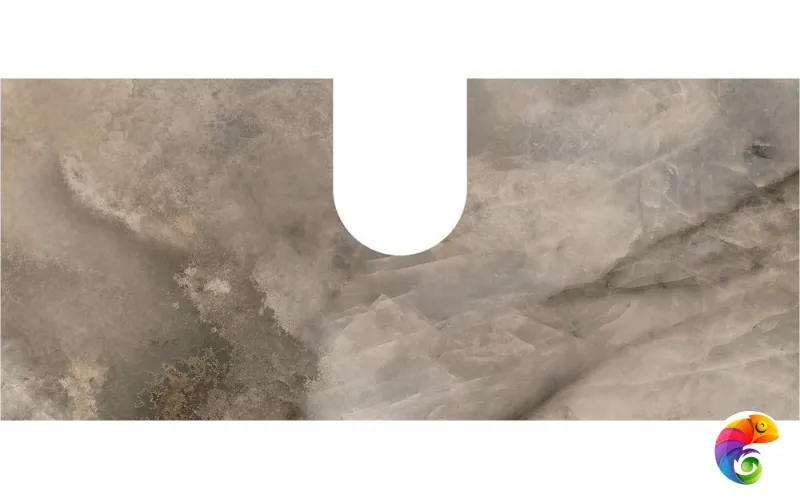 COb.VT279\56 Спец.дек.изделие CONO (задняя стенка) из Onice бежевый 55, с вырезом под сифон