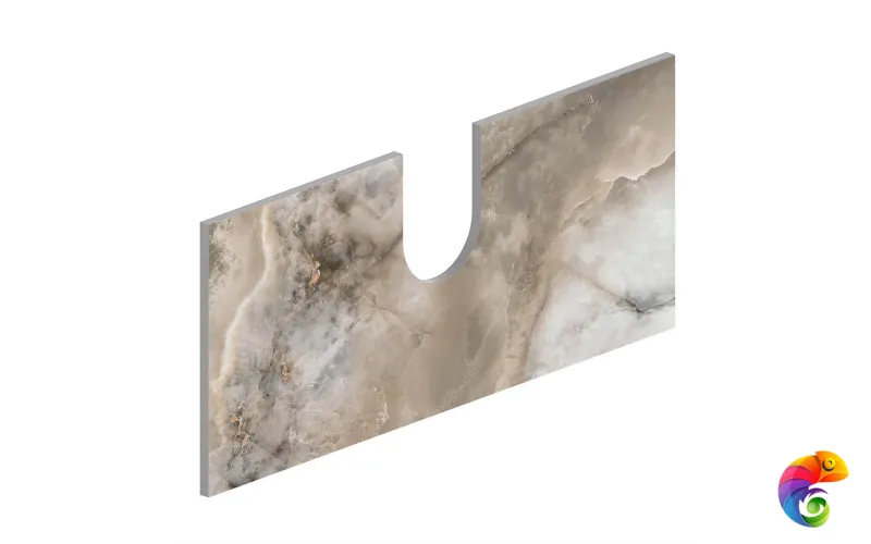 COb.VT279\56 Спец.дек.изделие CONO (задняя стенка) из Onice бежевый 55, с вырезом под сифон