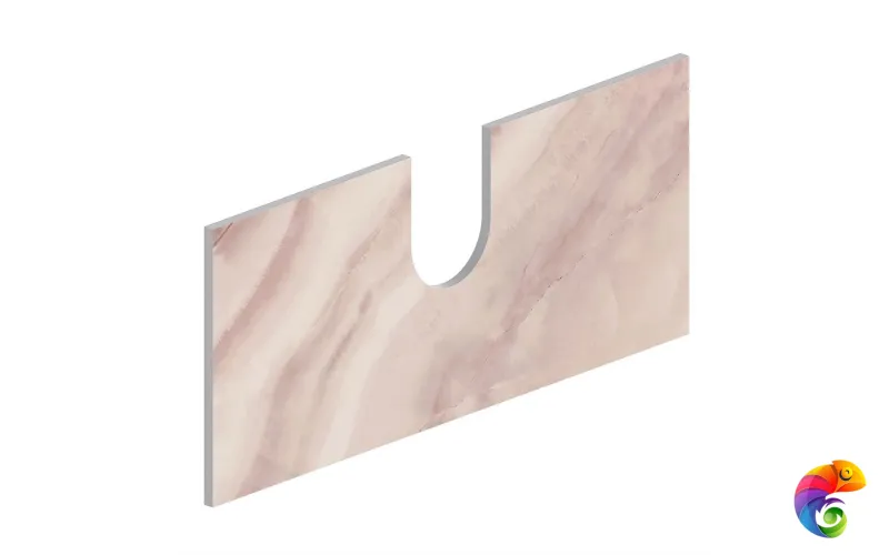 COb.VT278\56 Спец.дек.изделие CONO (задняя стенка) из Onice розовый 55, с вырезом под сифон