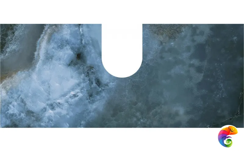 COb.VT277\56 Спец.дек.изделие CONO (задняя стенка) из Onice синий 55, с вырезом под сифон