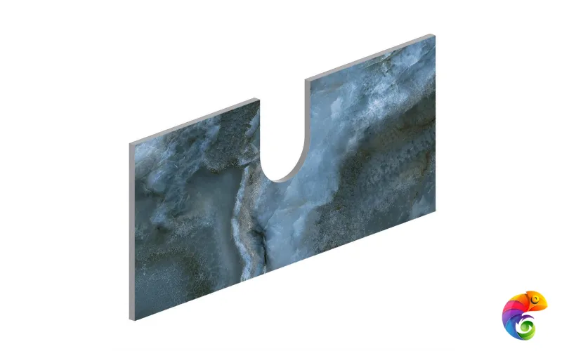 COb.VT277\56 Спец.дек.изделие CONO (задняя стенка) из Onice синий 55, с вырезом под сифон