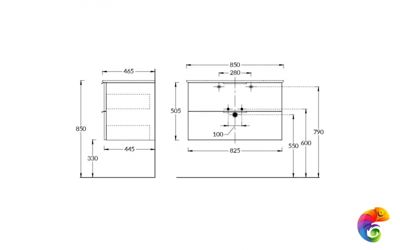 PI.F.85\WHT Тумба PIANO 85 см, 2 ящика, белый глянец