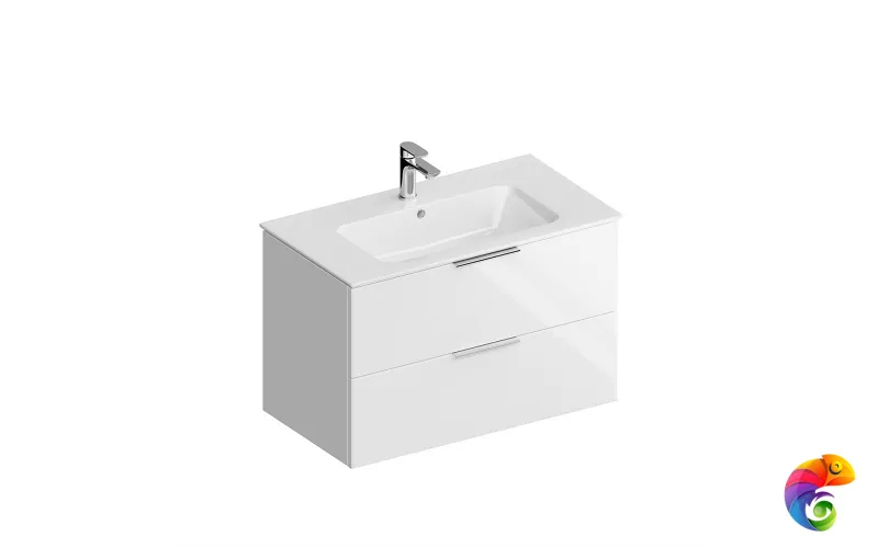 PI.F.85\WHT Тумба PIANO 85 см, 2 ящика, белый глянец