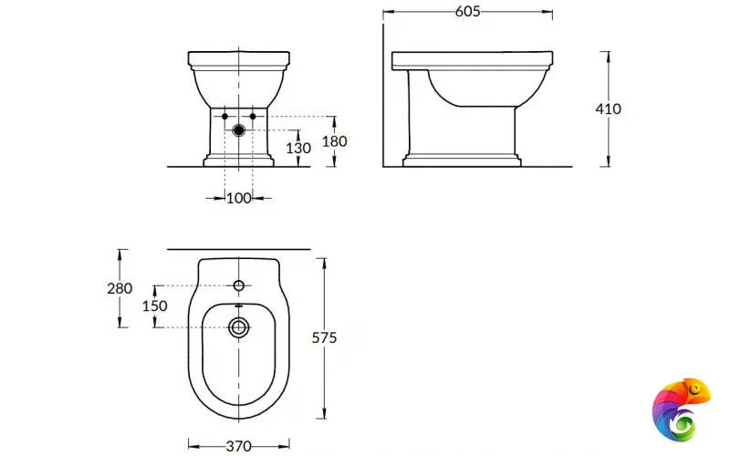 PO.bidet.01 Биде POMPEI напольный, белый глянцевый