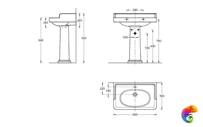 PO.wb.80 Раковина POMPEI 80 с крепежом