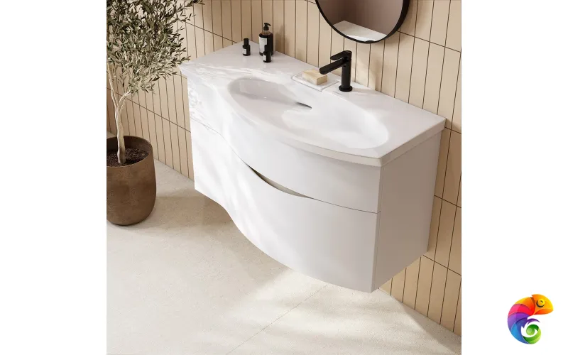 RV.wb.100Rh Раковина RIVA мебельная правая с крепежом 100, белая глянцевая