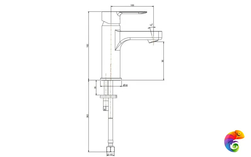 P4CR205ZNKM Смеситель SONATA для раковины без донного клапана, хром