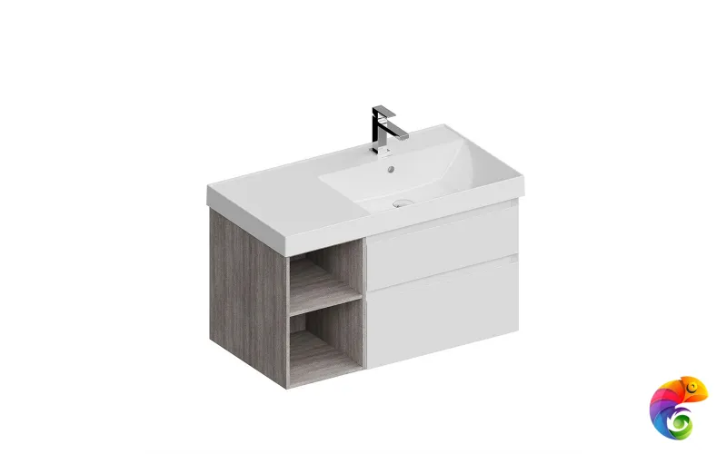 CUB.90Rh/WHT.M Тумба CUBO правая подвесная с ящиками 90, белая матовая