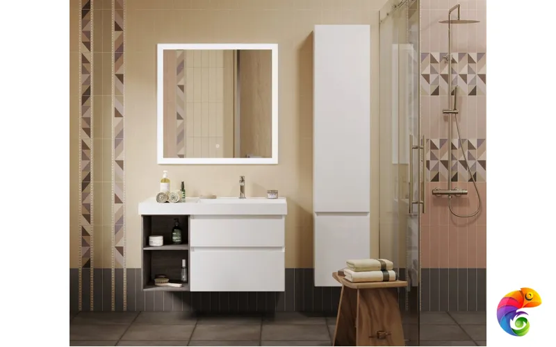 CUB.90Rh/WHT.M Тумба CUBO правая подвесная с ящиками 90, белая матовая