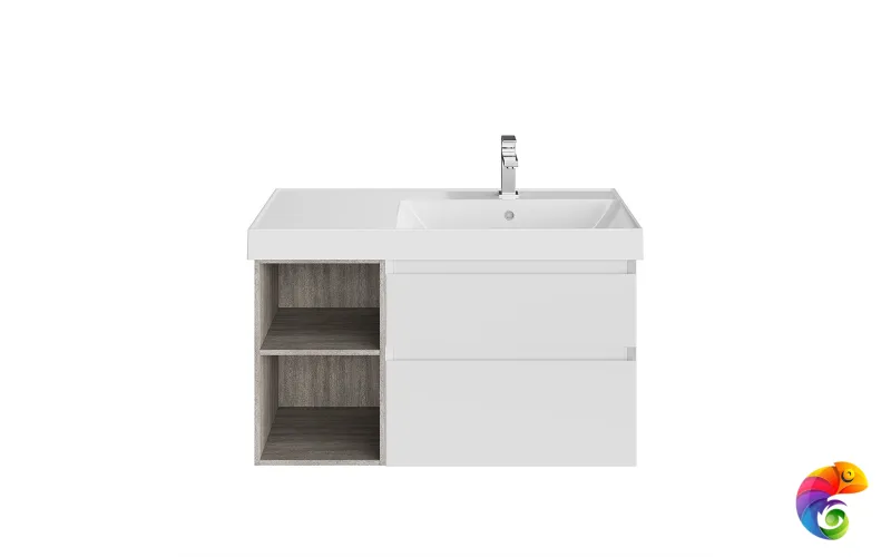 CUB.90Rh/WHT.M Тумба CUBO правая подвесная с ящиками 90, белая матовая