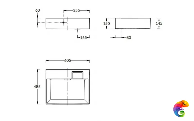 LO.wb.60.0 Раковина LOGICA мебельная\подвесная без отверстий 60, белая глянцевая