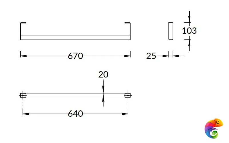 LO.trl.70\BLK.M Держатель для полотенец к раковинам LOGICA 70 с крепежом, черный матовый