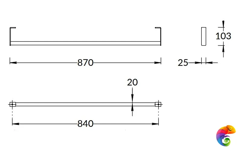 LO.trl.90\BLK.M Держатель для полотенец к раковинам LOGICA 90 с крепежом, черный матовый