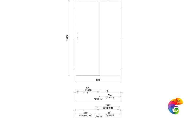 LN.120.SD.CR Душевая дверь LINDO, раздвижная с функцией soft close, 120х195, хром