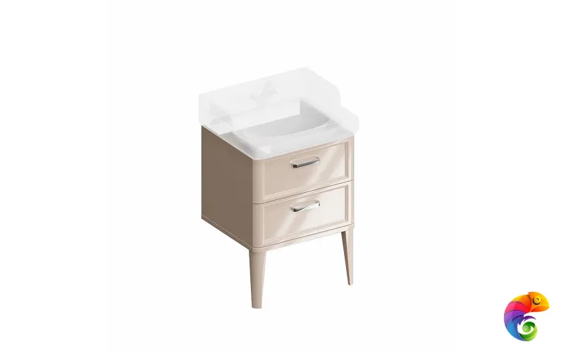 PO.M.60.2/CAM Тумба POMPEI напольная с 2 ящиками 60, камео бежевый глянцевый