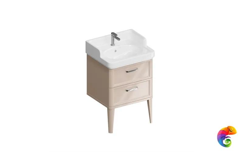 PO.M.60.2/CAM Тумба POMPEI напольная с 2 ящиками 60, камео бежевый глянцевый