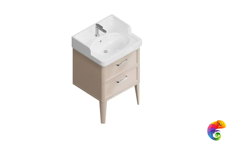 PO.M.60.2/CAM Тумба POMPEI напольная с 2 ящиками 60, камео бежевый глянцевый