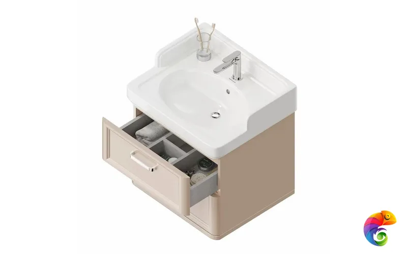 PO.M.60.2/CAM Тумба POMPEI напольная с 2 ящиками 60, камео бежевый глянцевый