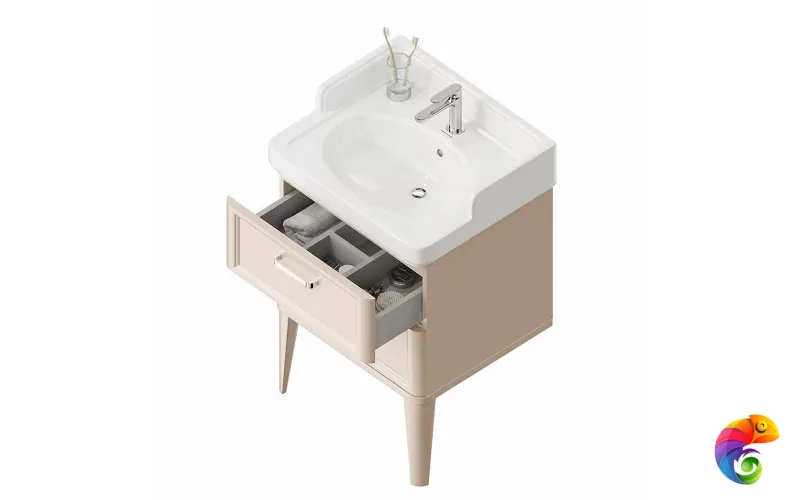 PO.M.60.2/CAM Тумба POMPEI напольная с 2 ящиками 60, камео бежевый глянцевый