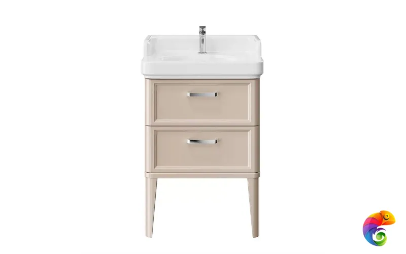 PO.M.60.2/CAM Тумба POMPEI напольная с 2 ящиками 60, камео бежевый глянцевый