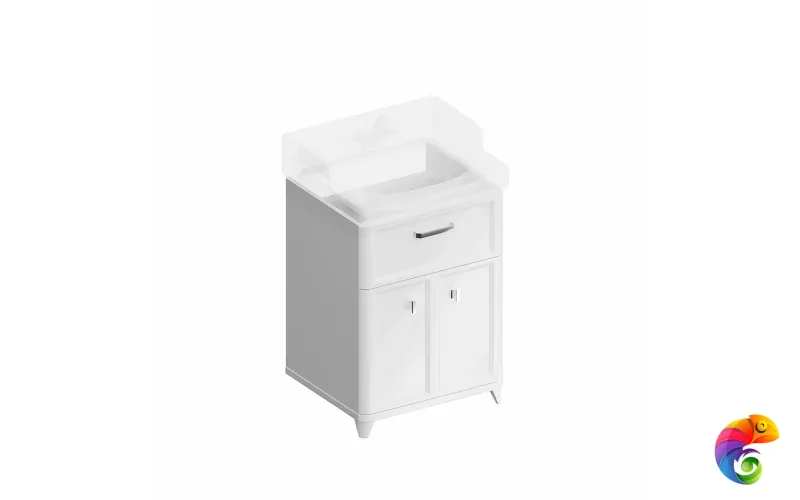 PO.M.60.1/WHT Тумба POMPEI напольная с ящиком и дверцами 60, белая глянцевая