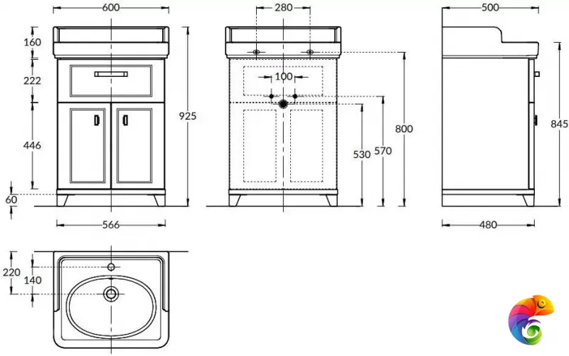 PO.M.60.1/WHT Тумба POMPEI напольная с ящиком и дверцами 60, белая глянцевая
