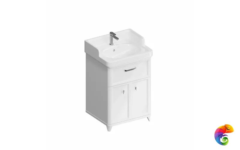 PO.M.60.1/WHT Тумба POMPEI напольная с ящиком и дверцами 60, белая глянцевая