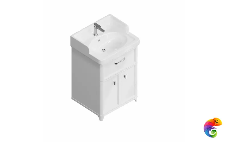 PO.M.60.1/WHT Тумба POMPEI напольная с ящиком и дверцами 60, белая глянцевая