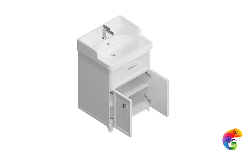 PO.M.60.1/WHT Тумба POMPEI напольная с ящиком и дверцами 60, белая глянцевая