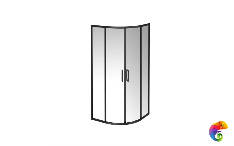 VE.90.RSD.BLK.M Душевой уголок VETRO, раздвижной, четверть круга, 90х90х195, матовый черный