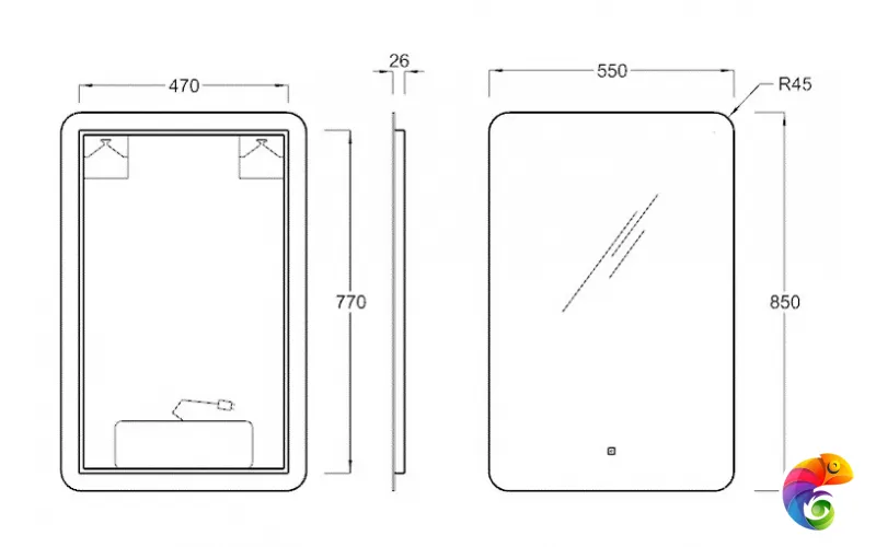 PRO.mi.55\WHT Зеркало PRO с подсветкой LED 55, белый глянцевый