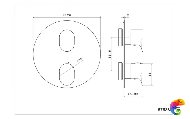 67638EKM.M0.071 Встраиваемый термостатический смеситель д/душа с регулировкой темп. золотой атласный