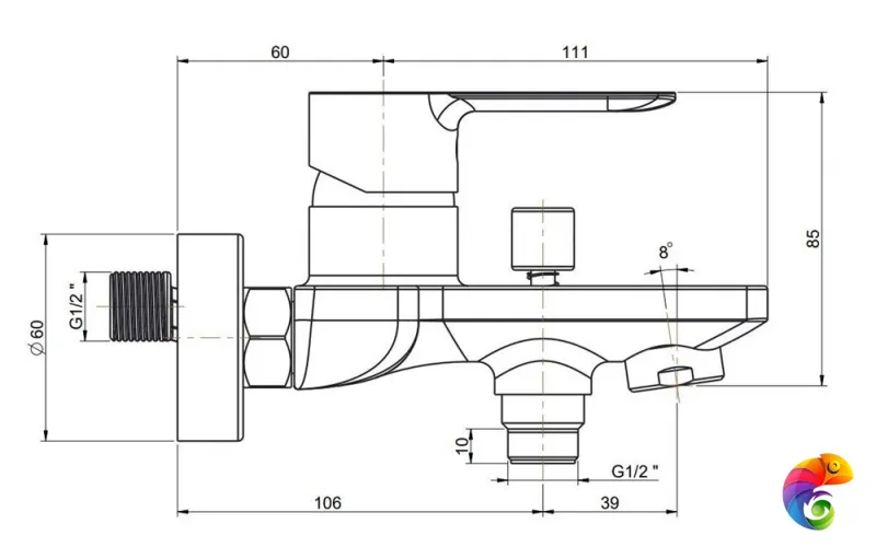 P4CR111B4KM Смеситель SONATA для ванны, хром