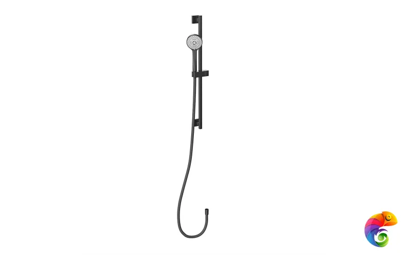 851KM.01.093 Душевая стойка FUTURA c ручной круглой лейкой  и шлангом, без выхода для подачи воды, матовый черный