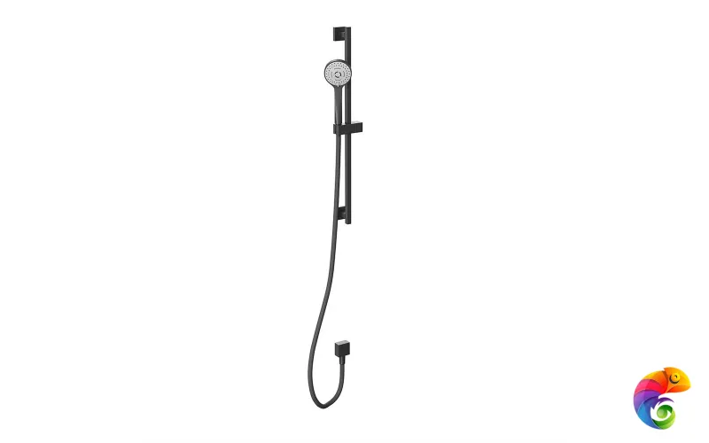 851KM.01.093 Душевая стойка FUTURA c ручной круглой лейкой  и шлангом, без выхода для подачи воды, матовый черный