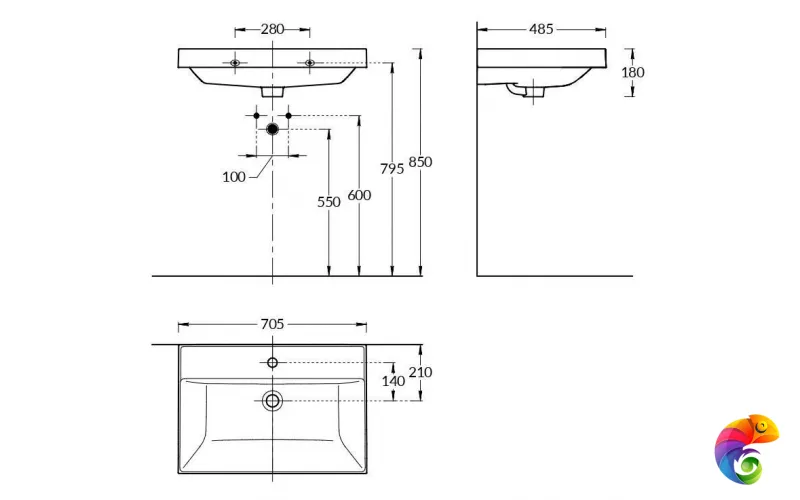 CU.wb.70 Раковина CUBO 70 см с крепежом