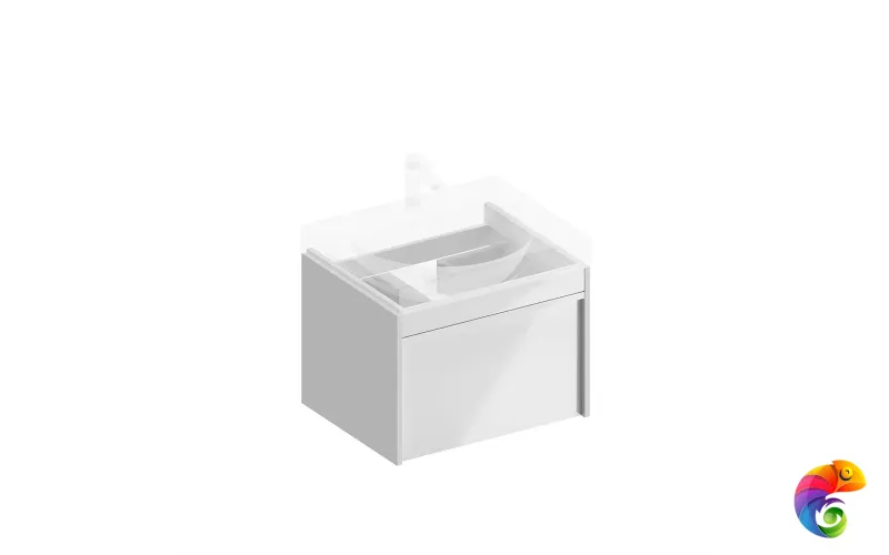 MOD.60.1+1/WHT Тумба MODULA подвесная 60 с ящиком 1+1, белая глянцевая