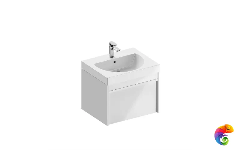 MOD.60.1+1/WHT Тумба MODULA подвесная 60 с ящиком 1+1, белая глянцевая