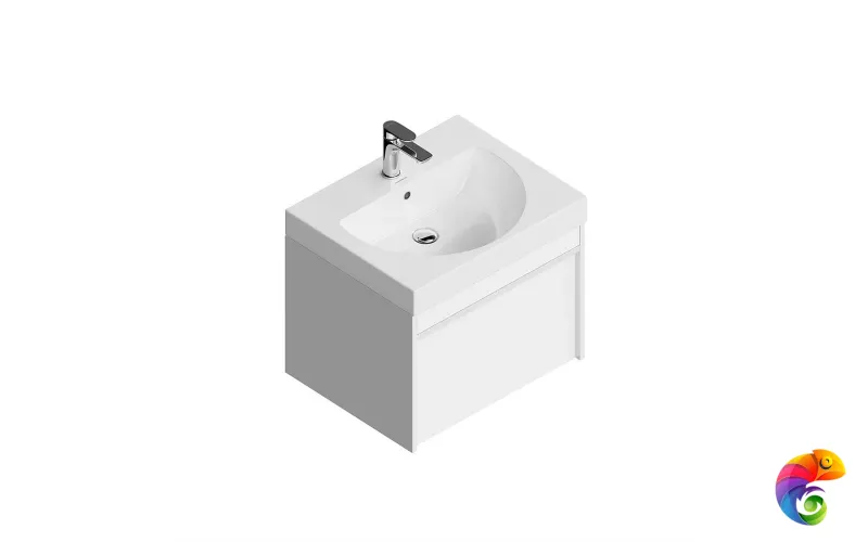 MOD.60.1+1/WHT Тумба MODULA подвесная 60 с ящиком 1+1, белая глянцевая