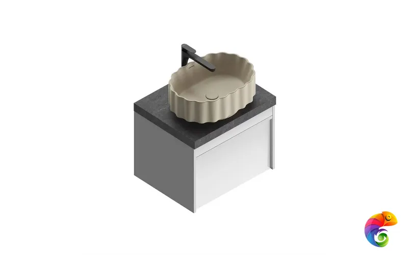 MOD.60.1+1/WHT Тумба MODULA подвесная 60 с ящиком 1+1, белая глянцевая