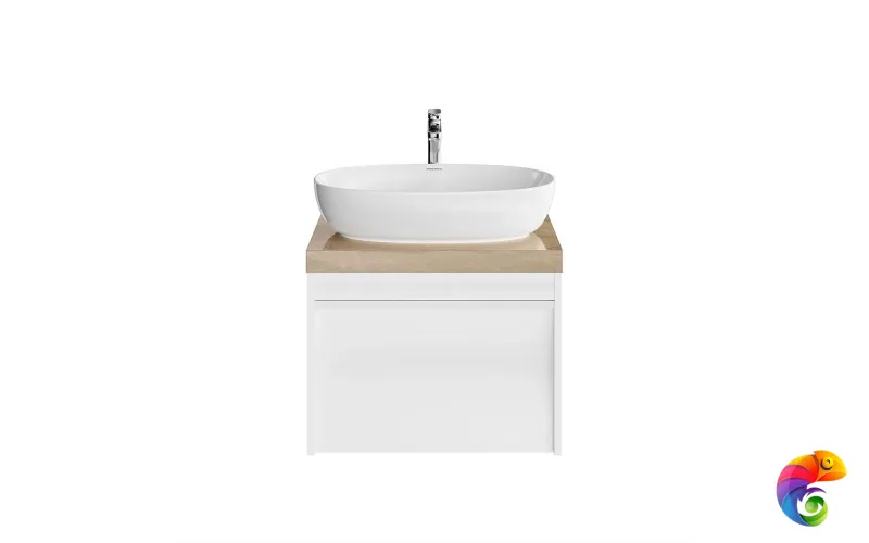 MOD.60.1+1/WHT Тумба MODULA подвесная 60 с ящиком 1+1, белая глянцевая