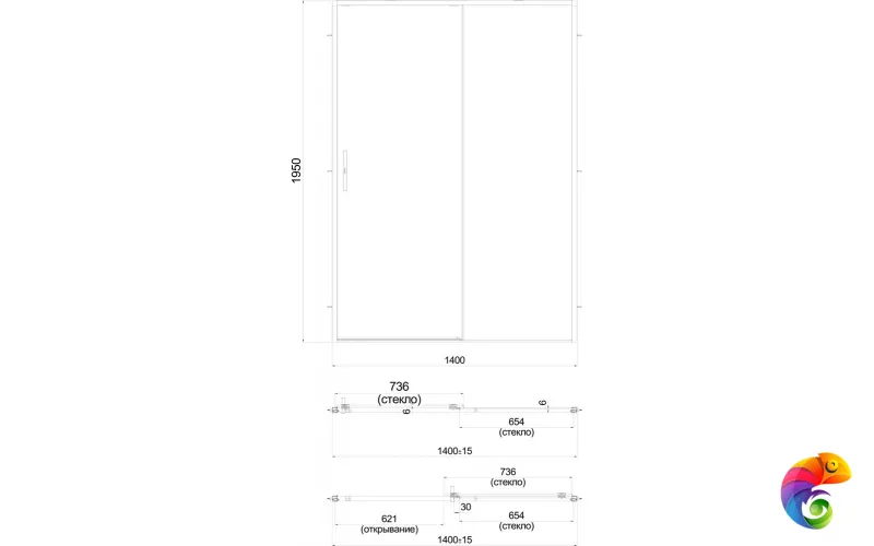 LN.140.SD.CR Душевая дверь LINDO, раздвижная с функцией soft close, 140х195, хром