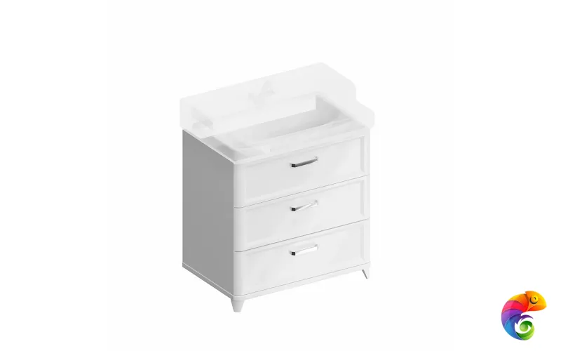 PO.M.80.3/WHT Тумба POMPEI напольная с 3 ящиками 80, белая глянцевая