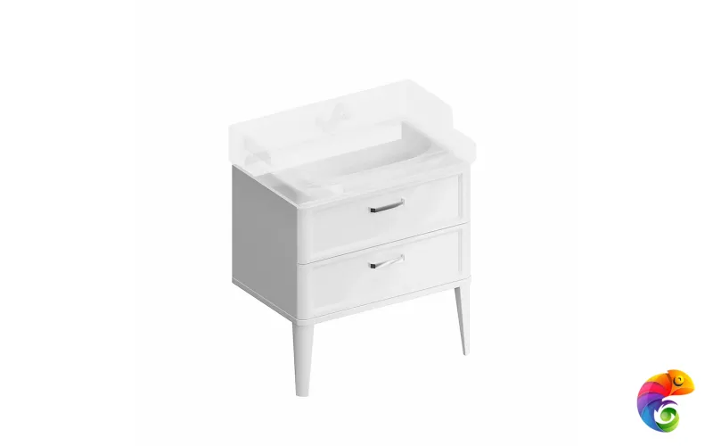 PO.M.80.2/WHT Тумба POMPEI напольная с 2 ящиками 80, белая глянцевая