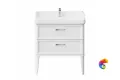 PO.M.80.2/WHT Тумба POMPEI напольная с 2 ящиками 80, белая глянцевая