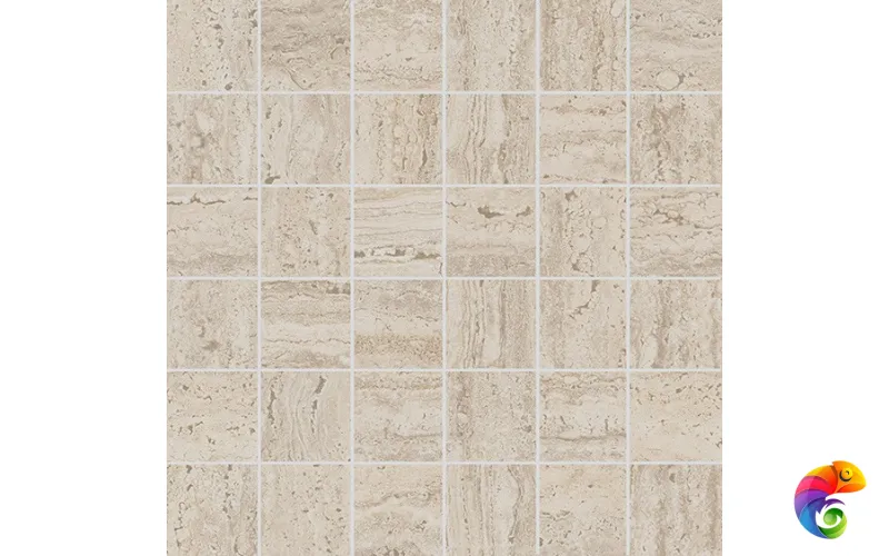 KMD2MSA008GR Декор Про Травертин мозаичный бежевый светлый матовый обрезной 30x30x0,9