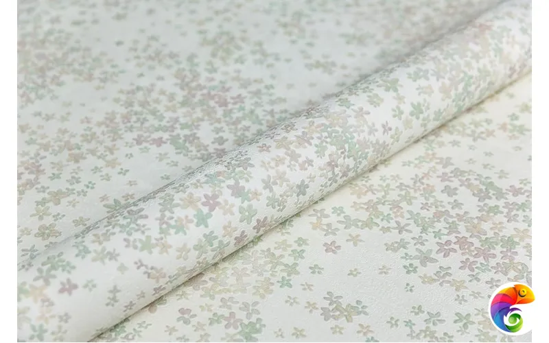 KM7505 Обои виниловые Апрель мотив-1, белый цветной 1,06х10 (1, Т B) прямая стыковка